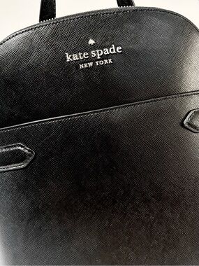 Kate Spade Black Saffiano Leather Mini Backpack with Gold Logo